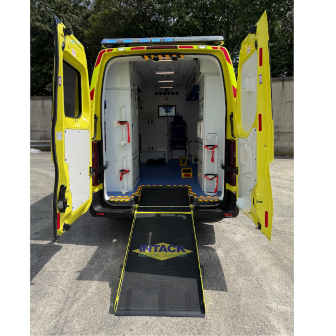 Transfer chair / wheel chair in cab stowage area.